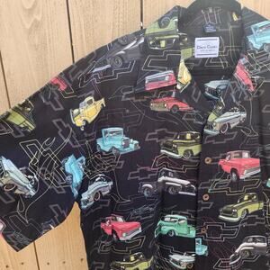 David Carey Originals Chevy Shirt Men XL Short Sleeve Allover Truck Print Button